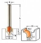 Фреза концевая калевочная HW Z2 S=12 D=19X13 R=6,35